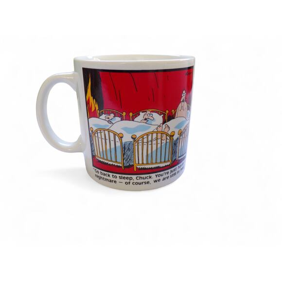 The Far Side Mugs (2) 1981 1986 Chuck In Hell Bear In Sights Hunters Vintage - Picture 3 of 5